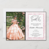 Invitation Parties scintillant rose vif élégant chic Sweet 16 (Devant)