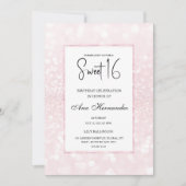 Invitation Parties scintillant rose vif élégant chic Sweet 16 (Devant)