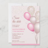 Invitation Parties scintillant rose vif Enregistrer la date 7 (Devant)
