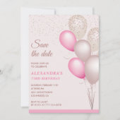 Invitation Parties scintillant rose vif Enregistrer la date 7 (Devant)
