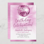Invitation Parties scintillant rose vif les années 70 fête Di (Devant / Derrière)