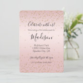 Invitation Parties scintillant rose vif Love Gold Confetti (Debout devant)