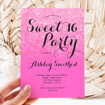 Invitation Parties scintillant rose vif moderne gris ombre Sw<br><div class="desc">Une douche à parties scintillant rose vif moderne et assez sombre avec bloc couleur rose néon Sweet 16 anniversaire invitation à la fête. Parfait pour un Sweet sixteen princesse.</div>