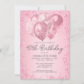 Invitation Parties scintillant rose vif moderne Sparkon Ballo (Devant)