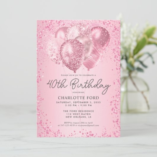 Invitation Parties scintillant rose vif moderne Sparkon Ballo (Debout devant)