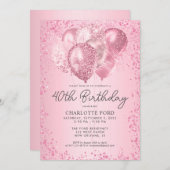 Invitation Parties scintillant rose vif moderne Sparkon Ballo (Devant / Derrière)