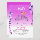 Invitation Parties scintillant rose vif Princesse Girls Anniv (Devant / Derrière)