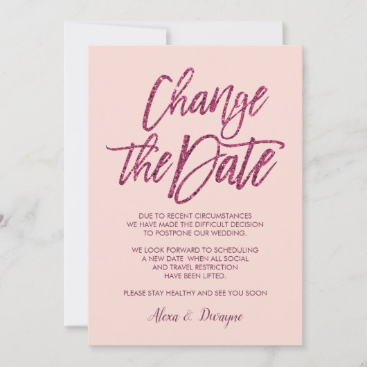 Invitation Parties scintillant rose violet Annulé Mariage rep (Devant)