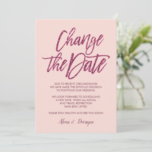 Invitation Parties scintillant rose violet Annulé Mariage rep (Debout devant)