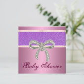 Invitation Parties scintillant rose violet Baby shower Invita (Debout devant)