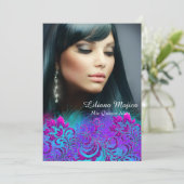 Invitation Parties scintillant rose violet bleu Floral Quince (Debout devant)