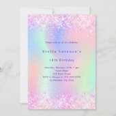 Invitation Parties scintillant rose violet holographique anni (Devant)