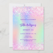 Invitation Parties scintillant rose violet holographique Swee (Devant)
