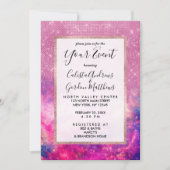 Invitation Parties scintillant rose violet majestueuse Starry (Devant)