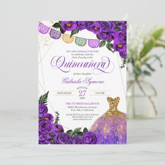 Invitation Parties scintillant Rose violet rustique Gown Fies (Debout devant)