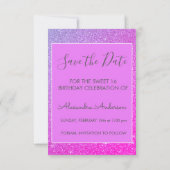 Invitation Parties scintillant rose violet sucré 16 Enregistr (Dos)