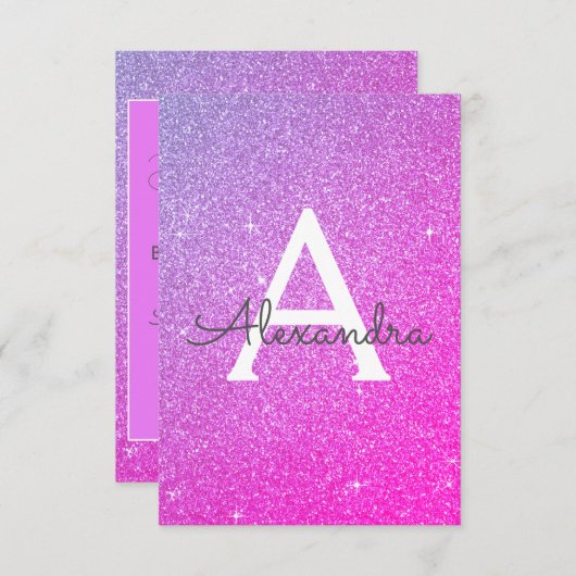 Invitation Parties scintillant rose violet sucré 16 Enregistr (Devant / Derrière)