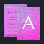 Invitation Parties scintillant rose violet sucré 16 Enregistr<br><div class="desc">Parties scintillant rose et violet Sweet sixteen  Monogramme Nom et initiale Enregistrer la date Invitation de fête d'anniversaire. Cette invitation est parfaite pour la fête d'anniversaire Sparkle Parties scintillant Sweet 16 qui cherche à célébrer avec style.</div>