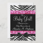 Invitation Parties scintillant rose Zebra Bow Baby shower fil (Devant)
