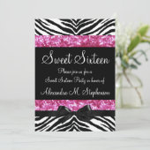 Invitation Parties scintillant rose Zebra Bow Sweet sixteen (Debout devant)