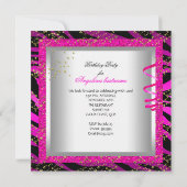 Invitation Parties scintillant Rose Zebra Glamor Nuit Anniver (Dos)
