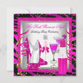 Invitation Parties scintillant Rose Zebra Glamor Nuit Anniver (Devant)