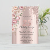 Invitation Parties scintillant Roses roses  Rose Gold 25e ann (Debout devant)