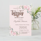 Invitation Parties scintillant Roses roses  Rose Or 21e anniv (Debout devant)