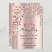 Invitation Parties scintillant Roses roses Rose Or 65e anniv (Devant / Derrière)