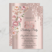 Invitation Parties scintillant Roses roses  Rose Or 85e anniv (Devant / Derrière)