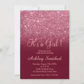 Invitation Parties scintillant rouge bordeaux chic ombre baby (Devant)