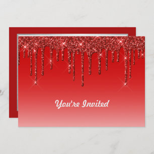 Invitation Parties scintillant rouge branchée Anniversaire