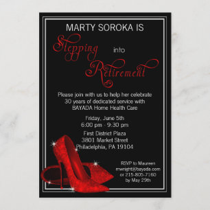 Invitation Parties scintillant rouge Chaussures retraite Invi