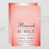 Invitation Parties scintillant rouge chic brunch bubbly nupti (Devant / Derrière)