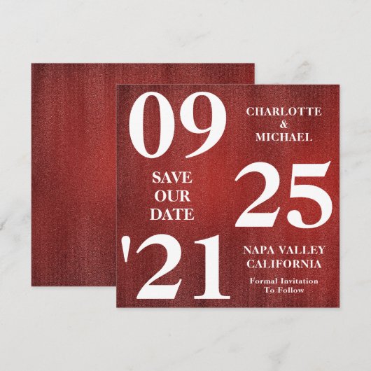 Invitation Parties scintillant Rouge Chic Étincelle Moderne E (Devant / Derrière)