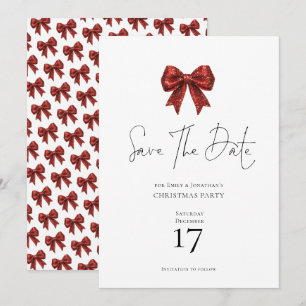 Invitation Parties scintillant rouge Coquette Bow Noël Enregi