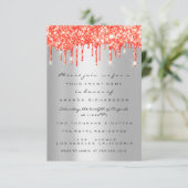 Invitation Parties scintillant rouge corail gouttes d'argent (Debout devant)