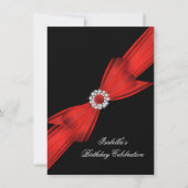 Invitation Parties scintillant Rouge Diamant Bow Noir Anniver (Devant)