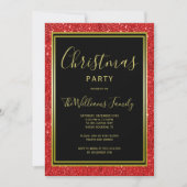 Invitation Parties scintillant rouge élégante, Soirée de Noël (Devant)