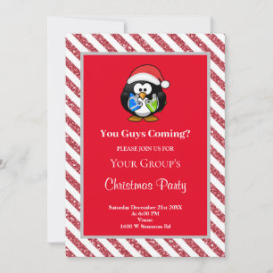 Invitation Parties scintillant rouge encadrée Funny Christmas