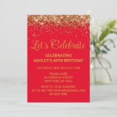 Invitation Parties scintillant rouge et or 40e anniversaire F (Debout devant)