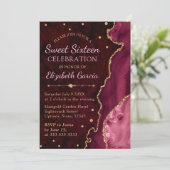 Invitation Parties scintillant rouge et or Agate et marbre Sw (Debout devant)