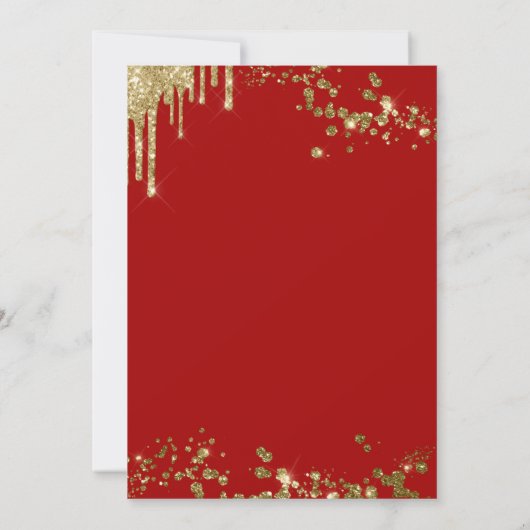 Invitation Parties scintillant rouge et or branché Anniversai (Dos)