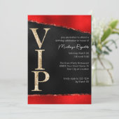 Invitation Parties scintillant rouge et or brillante VIP Part (Debout devant)