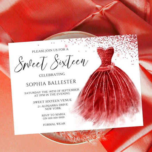 Invitation Parties scintillant rouge étonnante robe de robe d