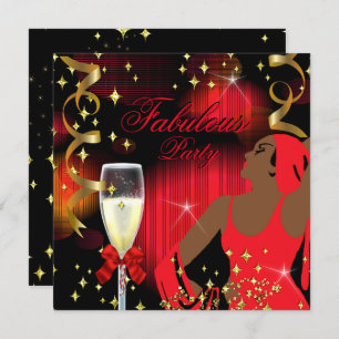 Invitation Parties scintillant rouge fabuleux Diva Anniversai