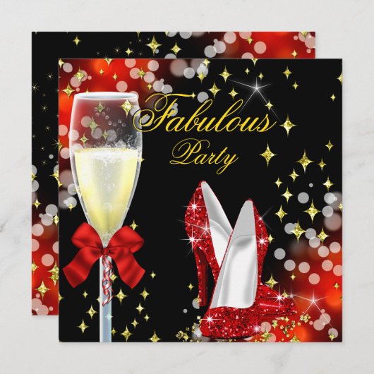 Invitation Parties scintillant rouge fabuleux talons hauts An (Devant / Derrière)