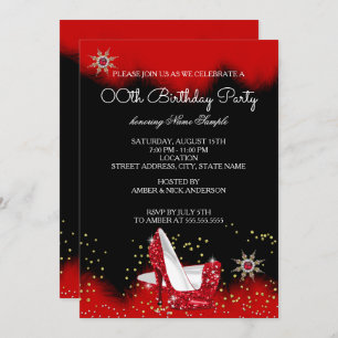 Invitation Parties scintillant Rouge Haut talon Noir Gold Sno