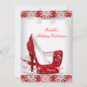 Invitation Parties scintillant Rouge Haut talons Blancs Snowf (Devant)