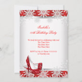 Invitation Parties scintillant Rouge Haut talons Blancs Snowf (Dos)